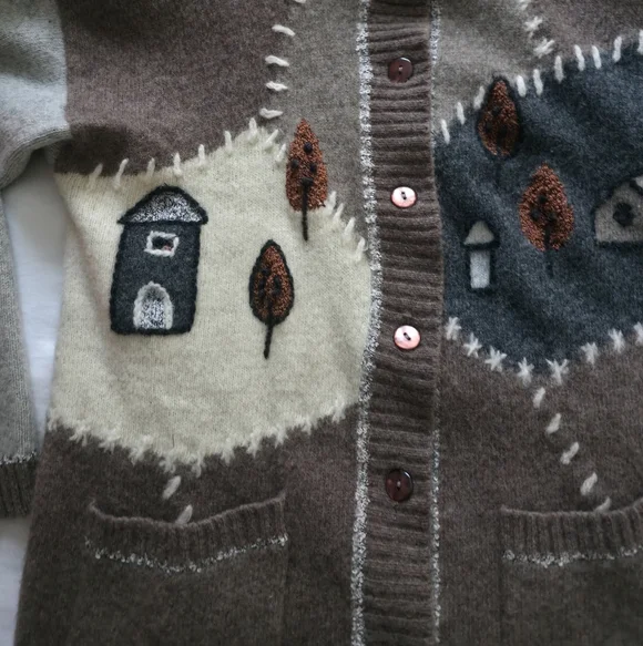 Vintage Lambswool Folk Scene Cardigan - Picture 8 of 8